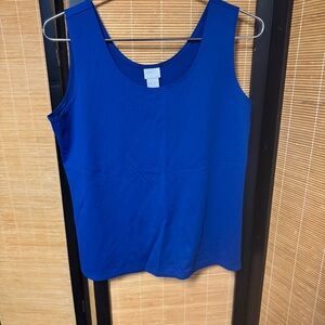 Chico's Tank Top Blue sz 2 L Sleeveless Shell Stretch Scoop Neck
